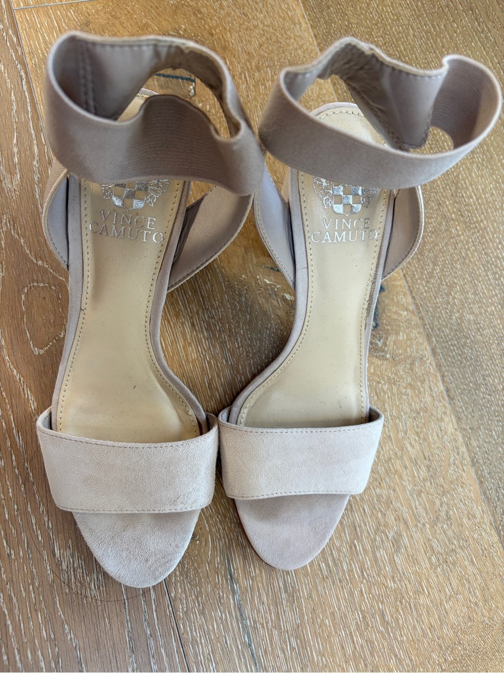 Vince Camuto Blush Suede Ankle-Strap Heels